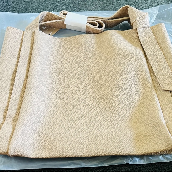 Tan Faux Pebbled Leather Shoulder Bag - Picture 2 of 9